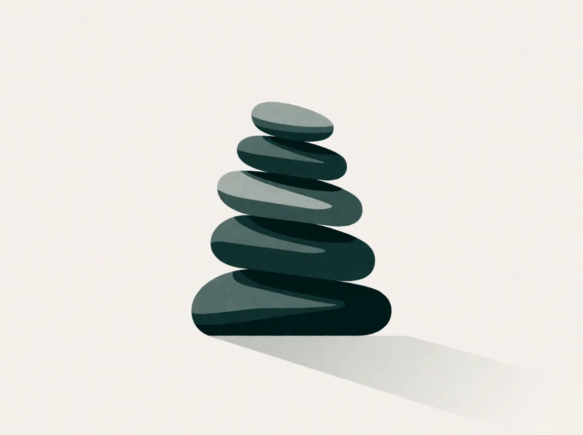 Abstract illustration of stacked cairn stones marking a path